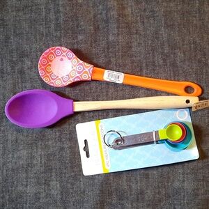 Spread Some Love Pink Orange Purple Silicone Spoon Measuring Kitchen Home Set